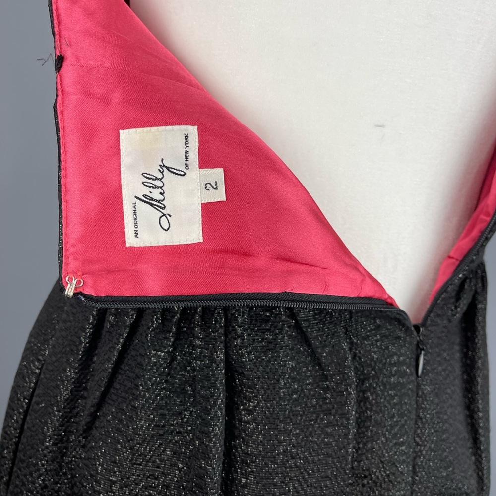 MILLY of New York Black Strapless Dress Size 2 shimmering with metallic thread - Picture 4 of 8